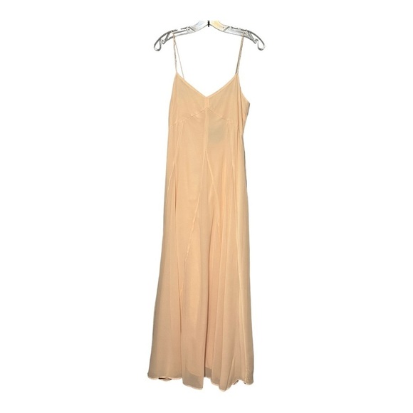 ASOS Open Back A-Line Gown Elegant Peach Chiffon Sleeveless V-Neck Maxi Dress 6 - Picture 9 of 10